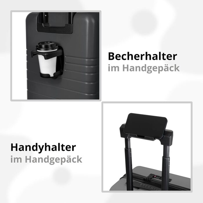 Валіза ETERNITIVE з ABS пластику, Rollkoffer, Reisetrolley, з подвійними колесами 360°, з TSA-замком, ручна поклажа (S + L), графітовий колір (набір 2 шт.)