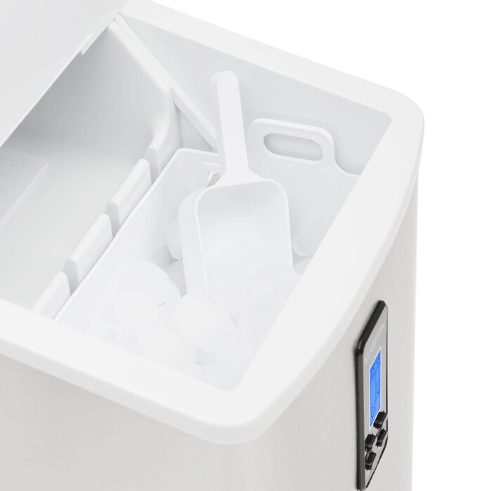 Машина для приготування льоду Klarstein Eiswürfelmaschine Klein, 3.3 л, 15 кг льоду, 2 розміри, LED-дисплей (Білий)