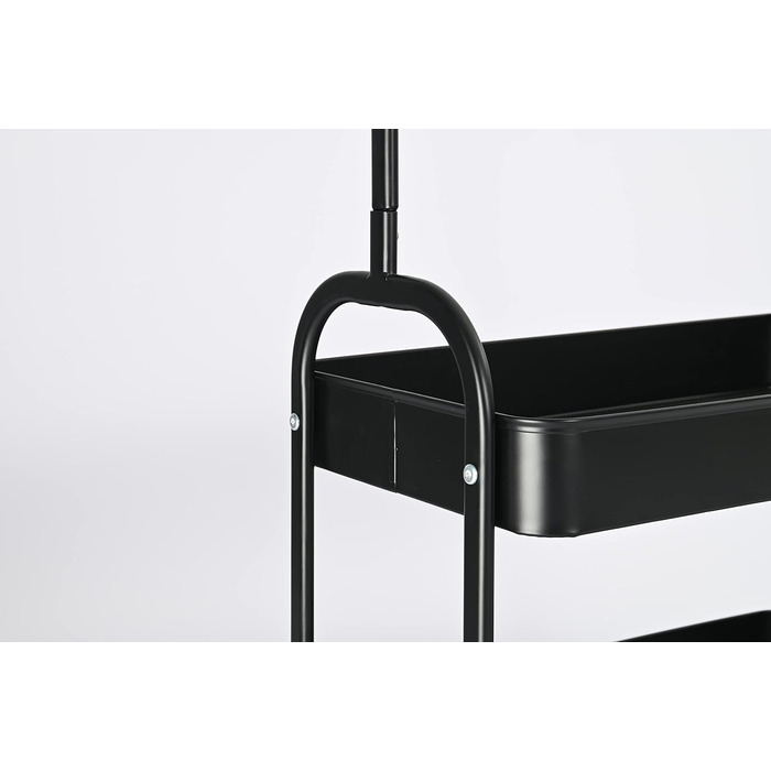 Metal Clothes Rack with 2 Shelves and Clothes Rod on Wheels, Wardrobe Stand for Bedroom, Living Room, Hallway at Home and the Office (White/Black)