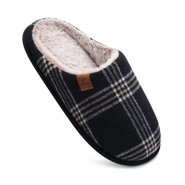 Тапочки жіночі COFACE з фетру, теплі, зручні, з м'якою підкладкою, з антиковзною гумовою підошвою, для дому та вулиці (Чорний, 39 EU)