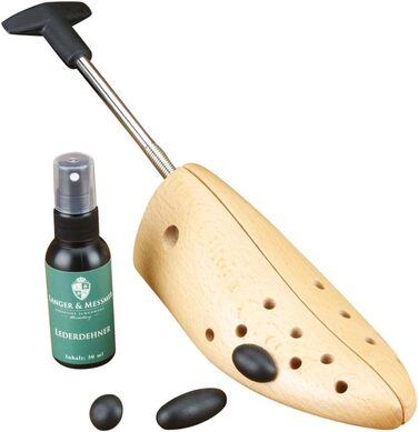 Langer & Messmer Shoe Stretcher for Men against tight shoes or boots - made from solid beechwood and metal mechanics - Stretches in width and length incl. leather stretching spray 50ml (EU M 41/43 - UK 7.5/9, Width)
