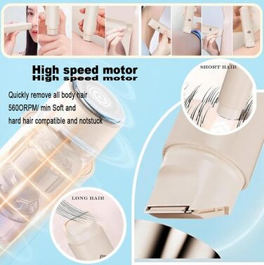 Електричний жіночий тример для тіла 2-в-1, IPX8, для бікіні-зони, обличчя та тіла, водонепроникний, для чутливої шкіри (білий)