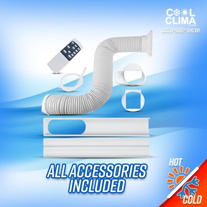 Мобільний кондиціонер, 9000 BTU, 2.9 кВт, з Wi-Fi, обігрів/охолодження, з пультом керування