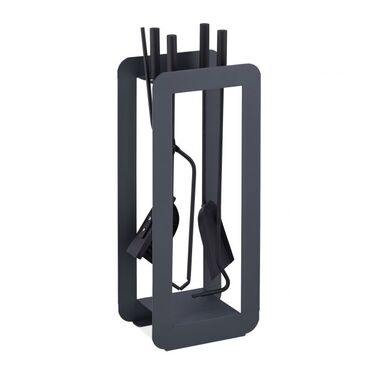 Relaxdays 5-Piece Fireplace Set in Grey/Black
