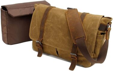 Водонепроникна фотосумка Neuleben для DSLR, наплічна, вінтаж, велика, з канвасу та шкіри, зелена