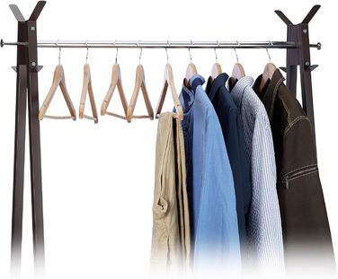 Relaxdays Clothes Hanger Set, 24 Wooden Trouser Hangers, Wardrobe Hangers, 360° Swivel Hooks, WxH: 22.5x44.5cm, natural/silver