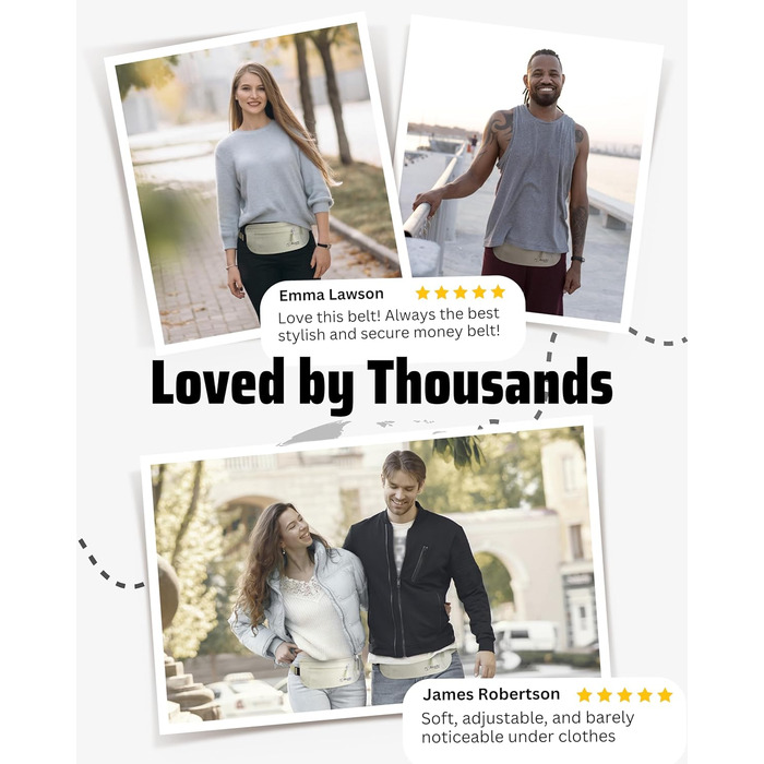 Грифель для подорожей: прихований поясний гаманець для чоловіків та жінок з RFID-блокуванням – безпечний для документів, грошей та телефону (бежевий)