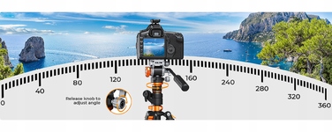 Штатив K&F Concept T254A7 + FH-03, 231 см, чорний