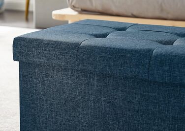 Zedelmaier Bench with Storage Space, Upholstered Bench, Seat Stool, Storage Chest, Load Capacity up to 300 kg, 76 x 38 x 38 cm (Linen - ) (Navy Blue, 38W x 76D x 38H cm)
