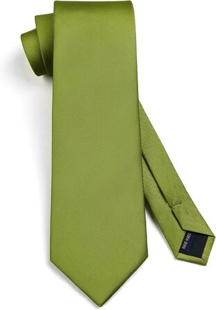 HISDERN Комплект краватки, нагрудного хустинки та краватки-затискача для чоловіків на весілля, однотонні, різні кольори, універсальний розмір (Оливковий)