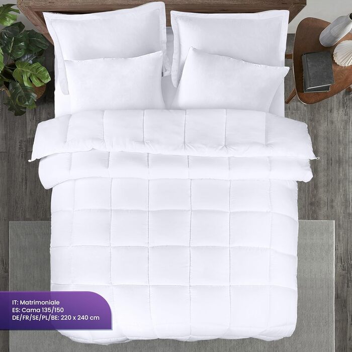Ковдра Utopia Bedding 220x240 см, всесезонна, 370 GSM, дихаюча, стегане покриття, супер м'яка (біла)