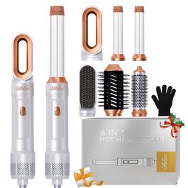 UKLISS Airstyler 6 в 1: Фен, плойка, щітка для волосся, автоматична завивка. Білий
