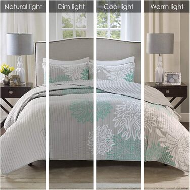 Комплект постільної білизни Comfort Spaces Enya CS14-0064, 3-частинний, квітковий принт, розмір King, блакитно-сірий, 264 x 229 см