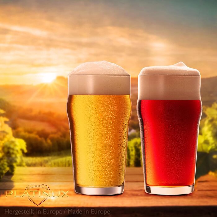 Набір склянок для пива PLATINUX 6 шт, 500 мл (макс. 568 мл) - Pint, Weizen, високі склянки для пива
