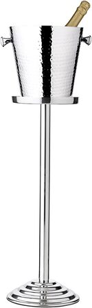 EDZARD Wine Cooler Valencia made of Stainless Steel - Bottle Cooler, Champagne Cooler including Stand - Drink Cooler for 1 Bottle - Bowl for Wine, Sparkling Wine & Ice Cubes - Hammered Wine Cooler with Handles