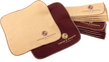 Langer & Messmer Polishing Cloths for Smooth Leather made of 100% Cotton in a practical set - The shoe polishing cloth for professional shoe care ( | Beige) (10-piece set, Beige / Bordeaux)