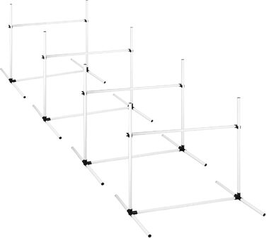 Набір для аджиліті для собак 4-TLG, комплект для тренувань собак, регульована висота, з сумкою, PVC, білий