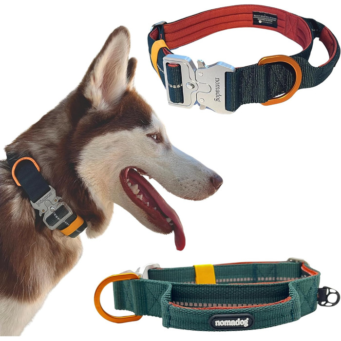 Нашийник для собак Nomadog Trailblazer M - міцний, тактичний, з ручкою, світловідбиваючий