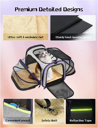 Транспортна переноска для тварин сіра/фіолетова: переноска для котів та собак, переноска-будка, сумка-переноска