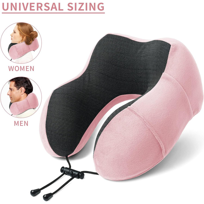 Подушки для шиї SOMLAW 2 шт. Memory Foam, ергономічні, для подорожей, літака, авто, офісу (сірий+рожевий)
