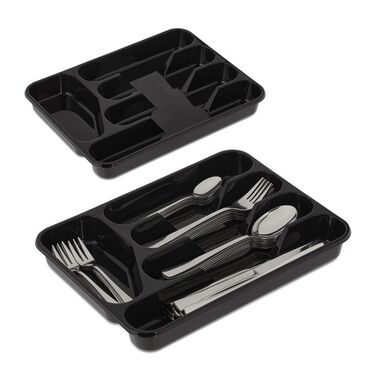 Relaxdays Black Cutlery Box - Set of 2