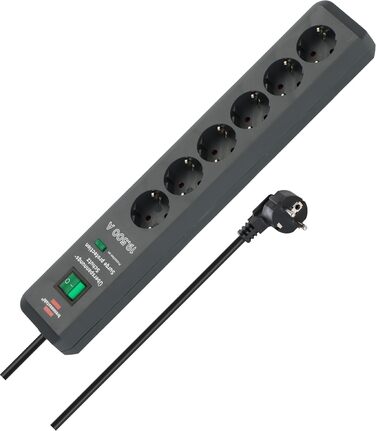 Бренненштуль Secure-Tec Мережевий фільтр 6 виходів із захистом від перенапруги (сірий)