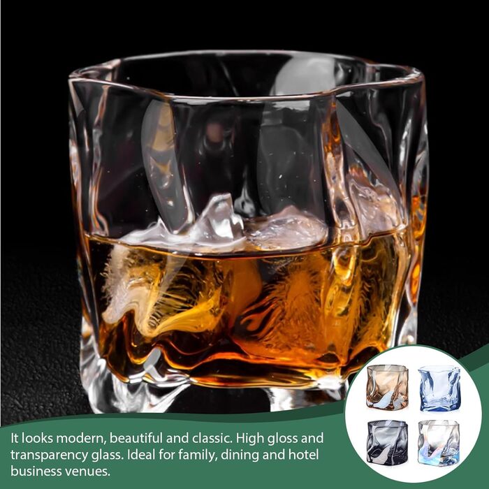 Набір склянок для віскі 4 шт. (200 мл), склянки з нерівною поверхнею, без ніжки, ідеальні для чоловіків, на день народження, на батьківський день, на річницю, 4 кольори