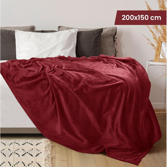 Плед Utopia Bedding: м'який флісовий плед, теплий зимовий плед для ліжка, дивана та крісла (Бургунді, 200x150 см)