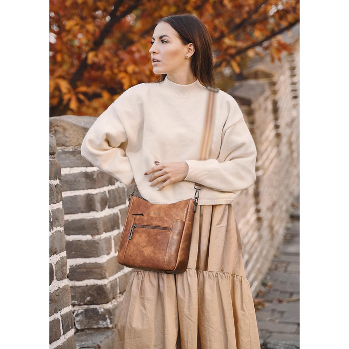 Сумка жіноча крос-боді Shrrie з екошкіри, коричнева двоколірна, з ременем для подорожей