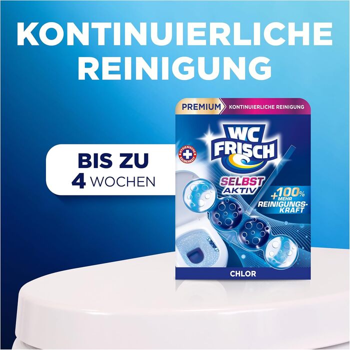 Освіжувач для унітаза WC Frisch Selbst Aktiv Chlor Blauspüler, 4в1, підвісні блоки (10 шт)