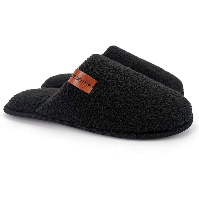 Жіночі теплі пухнасті домашні тапочки Oofoot з пам'яттю піни, антиковзкі гумові підошви (39/40 EU, Чорний)