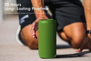EDUPLINK Портативна Bluetooth колонка водонепроникна IPX7 бездротова (Зелена) Зелений вологозахищений динамік