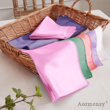 Aormenzy 50-Piece Light Pink Satin Napkins, 12 x 12 inches, Party Cloth Napkins, Square Satin Napkins, Dining Table Napkins, Soft Fabric Napkins for Wedding, Banquet, Party Decoration