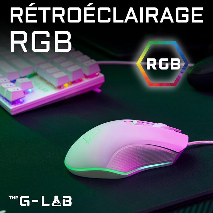 G-Lab Combo Mercury: Механічна ігрова клавіатура та миша, RGB, Switch Red, Azerty, 7200 DPI [Білий]