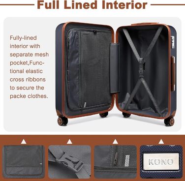 Чохол-валіза KONO: валіза на колесах 67x44x27 см з TSA-замком, блакитна