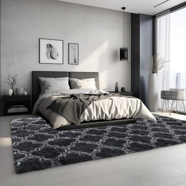 Квадратний килим Sour Lemon 140x200 см сірий, для вітальні та спальні, м'який, пухнастий, з довгим ворсом, миючий, з антиковзаючою основою, сучасний