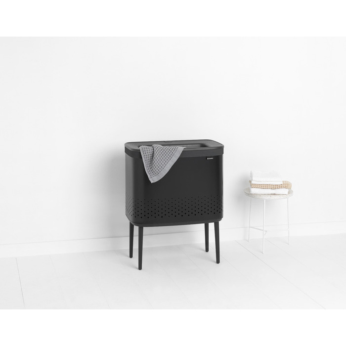Кошик для білизни BRABANTIA Bo 60 л — сталевий, чорний матовий