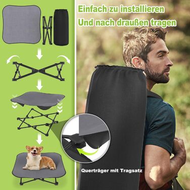 Зручне складане ліжко для собак - дихаюче, підняте, для собак до 60 кг, ідеально для кемпінгу та саду, Outdoor/Indoor, 87 x 87 x 33 см