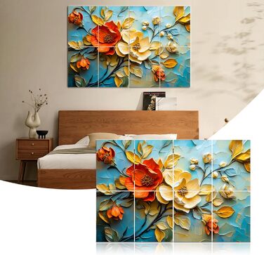 Акустичні гексагональні панелі Mollywell для шумоізоляції стін, 35.6 x 30.5 см, звукопоглинаючі плитки проти ехо та реверберації для вітальні та спальні, набір 8 шт, Floral Symphony