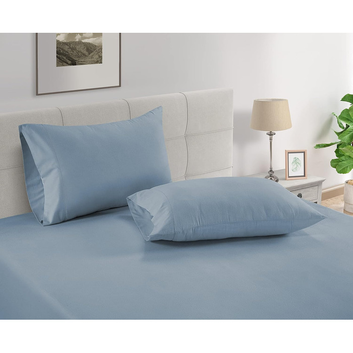 LANE LINEN Pillowcases, King Set, 100% Egyptian Cotton Sateen, soft, cool, and smooth, thread count 1000, French Blue, 2 pieces