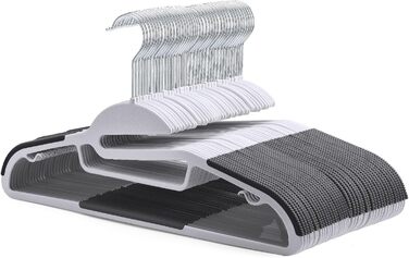 20 шт. Плечі для одягу HOUSE DAY з пластику - протиковзкі, для мокрого та сухого одягу, обертаються на 360°, міцні, сірі (з чорною гумовою смугою)