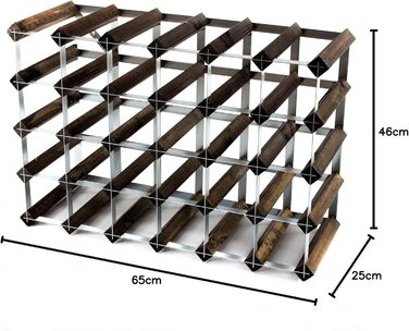 Cranville Wine Racks Classic 30 (6x4) Bottle Pine Wood and Galvanized Metal Wine Rack Fully Assembled (Brown, 136x66.5x74 cm)