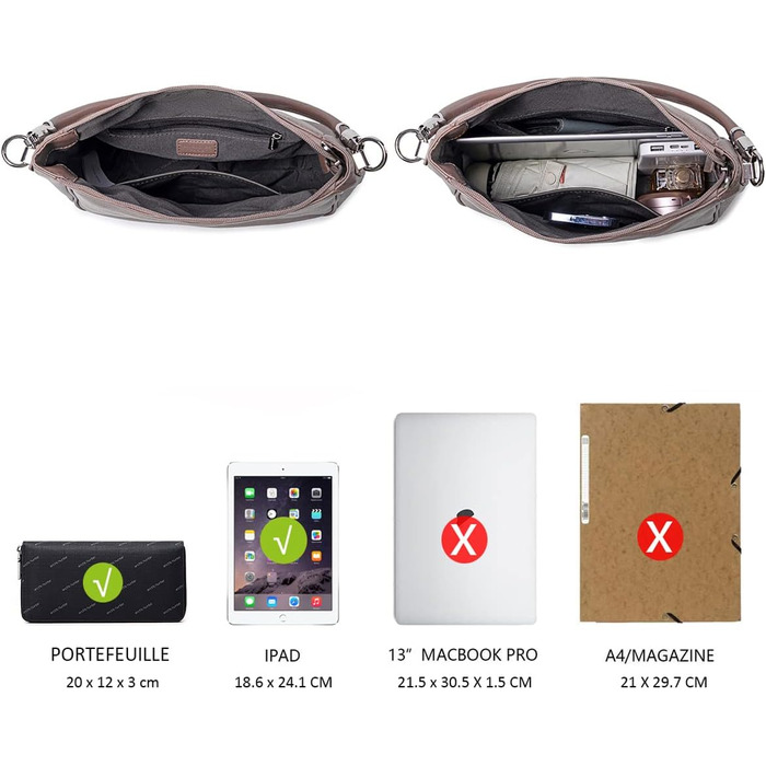 Сумка жіноча David Jones Hobo середнього розміру, біла - м'яка PU шкіра, сумка-шопер з довгими ручками, класична повсякденна сумка через плече