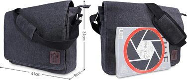 TRAVANDO Laptop Bag 14-16 Inch Laptop Bag Men's Shoulder Bag Canvas Sailcloth Messenger Bag Short Trip Bag Messenger Bag Men for Work School Leisure Notebook Bag (Black)