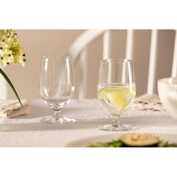 Leonardo Ciao+ Water Glasses, 6-Piece Set, Drinking Glasses with Drawn Stem, Dishwasher-Safe Juice Glasses, Height 13 cm, 300 ml, 061453