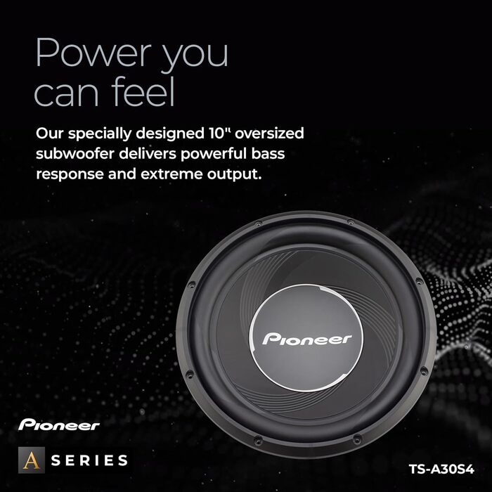 Сабвуфер Pioneer TS-A30S4 30 см, 1400 Вт, чорний, IMPP мембрана, потужний звук