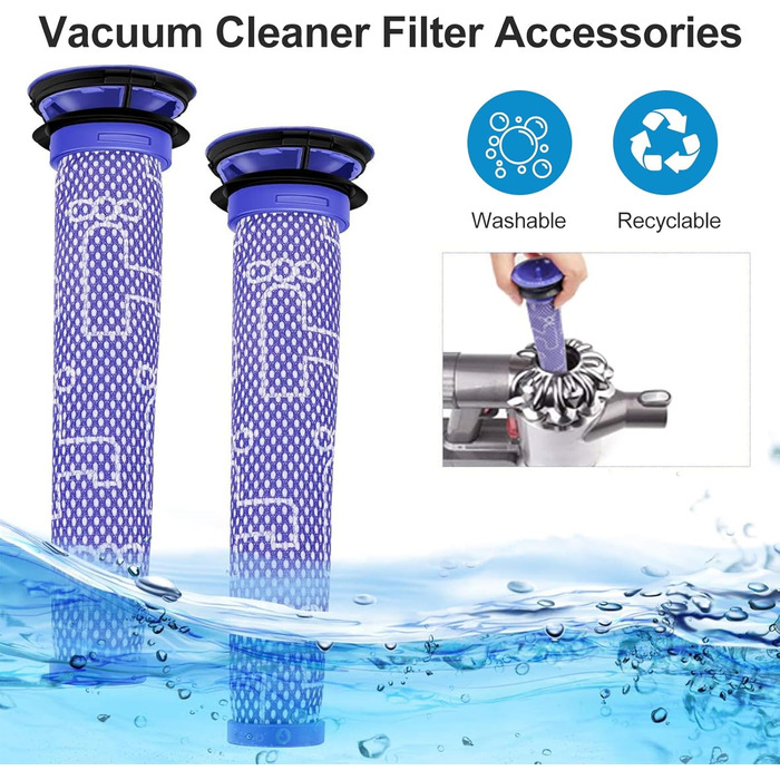 Замінний акумулятор 6800 mAh для пилососів Dyson V6 + 2 фільтри (DC62, DC58, DC59, DC61, DC72, DC74, SV03, SV05, SV06, SV07, SV09, V6 Absolute)