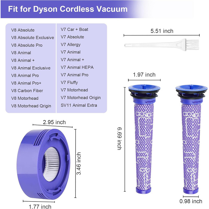 Фільтри для пилососа Dyson V11/V15 (3 шт) - Waitley, сумісні з SV14, SV17, SV22 Detect Animal, Absolute, Extra, Pro, Torque Drive (#970013-02)