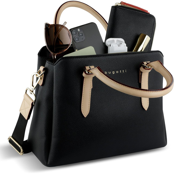 Сумка жіноча Bugatti Ella боулінг середнього розміру зі штучної шкіри, чорна