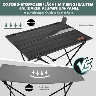 Стіл для кемпінгу VILLEY складний, з алюмінію та Оксфордської тканини, 25 кг, з сумкою, для відпочинку на природі, кухні та риболовлі, чорний